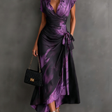 ELISA | PURPPURA ABSTRAKTI PRINTTI MIDI WRAP-MEKKO