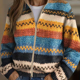Jenna - Monivärinen Zikzak-raita Neulecardigan