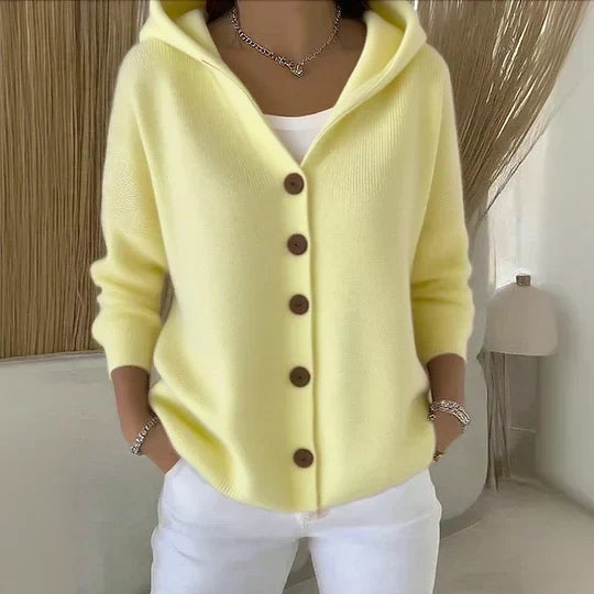 Darienne™ | Neulottu Cardigan Huoodilla ja Napilla