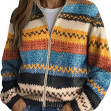 Jenna - Monivärinen Zikzak-raita Neulecardigan