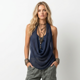Camelia - Boho chic -tyylinen drapattu toppi
