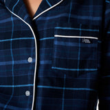 Sininen flanellinen joulupyjama naisille