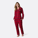 Punainen flanellinen joulupyjama naisille