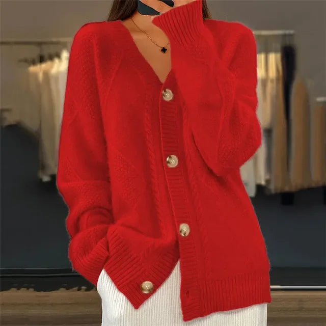 Lena | Pehmeä Neule Cardigan Napilla
