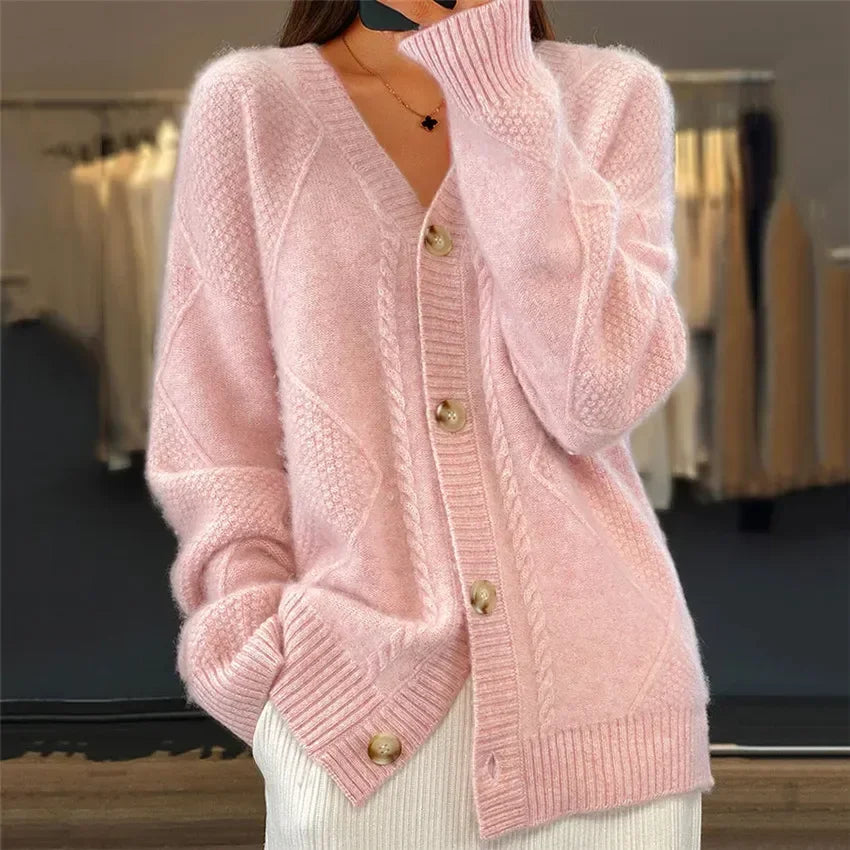Lena | Pehmeä Neule Cardigan Napilla