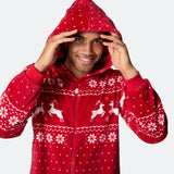 Punainen joulu-onesie miehille