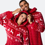 Punainen joulu-onesie miehille