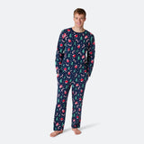 Sininen joulukuosinen joulupyjama miehille