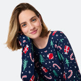 Sininen joulukuosinen joulupyjama naisille