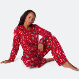 Punainen joulukuosinen joulupyjama naisille