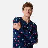 Siniset joulukoristeet joulupyjamat miehille