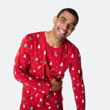 Punainen joulukoriste-joulupyjama miehille