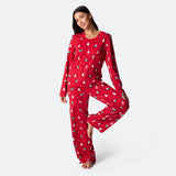 Punainen joulukoriste-joulupyjama naisille