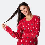 Punainen joulukoriste-joulupyjama naisille