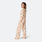 Beige nalle-joulupyjama naisille