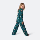 Vihreä nalle-joulupyjama lapsille