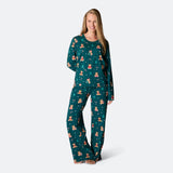 Vihreä nalle-joulupyjama naisille