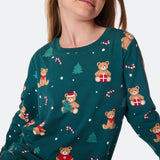 Vihreä nalle-joulupyjama lapsille