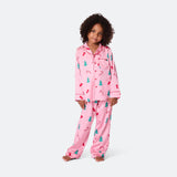 Roosa satiininen joulupyjama lapsille