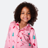 Roosa satiininen joulupyjama lapsille