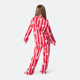 Raidallinen satiininen joulupyjama lapsille