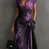 ELISA | PURPPURA ABSTRAKTI PRINTTI MIDI WRAP-MEKKO