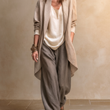 Flaminia | Kolme Osaa Sisältävä Setti Palazzo-housuilla, Beige ja Harmaa