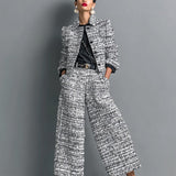 Leontina | Lyhyt Tweed-tyylinen Takki ja Laitahousut