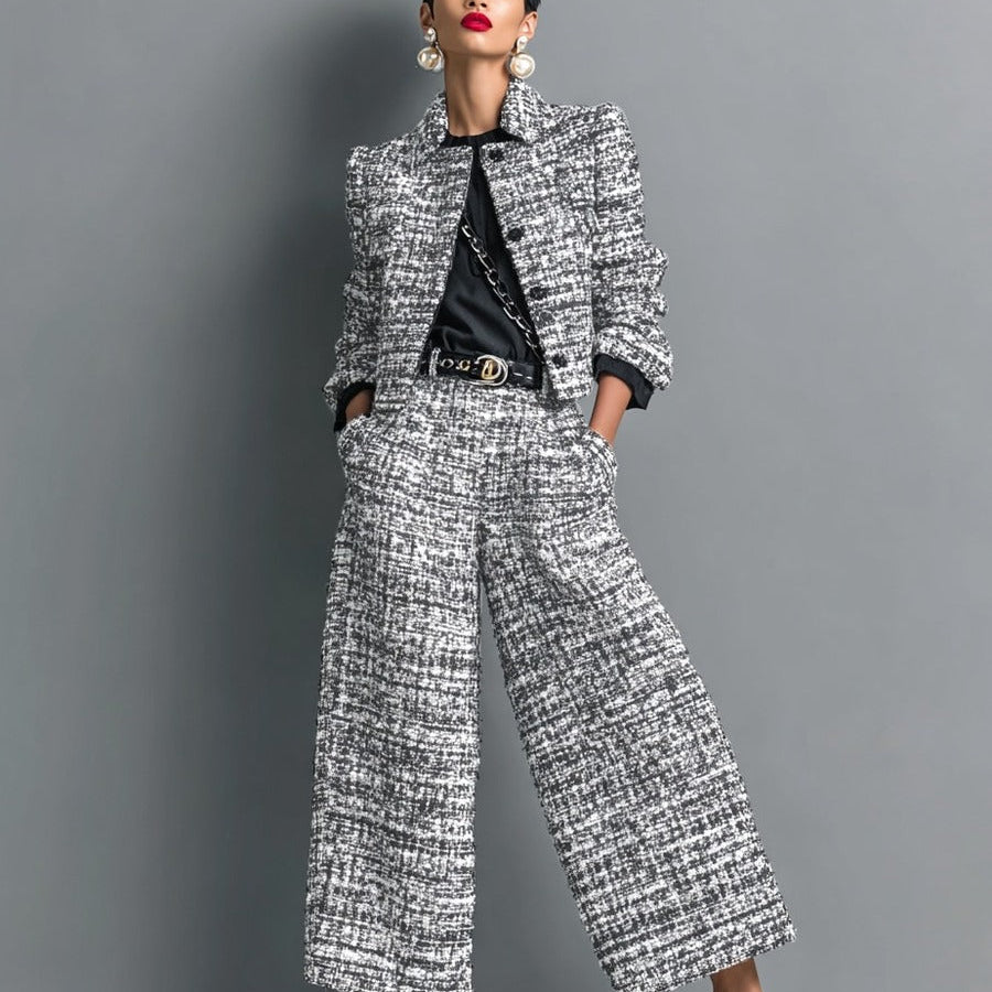Leontina | Lyhyt Tweed-tyylinen Takki ja Laitahousut