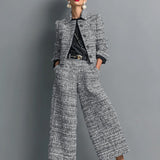 Leontina | Lyhyt Tweed-tyylinen Takki ja Laitahousut