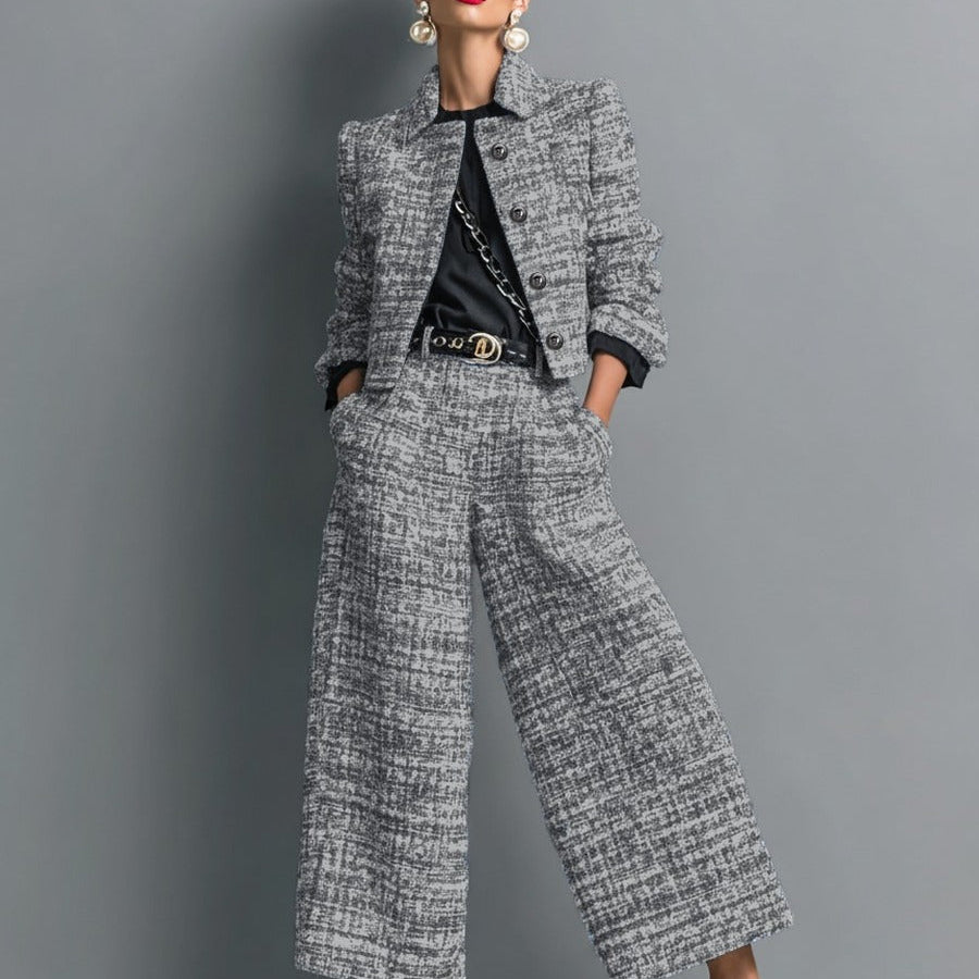 Leontina | Lyhyt Tweed-tyylinen Takki ja Laitahousut