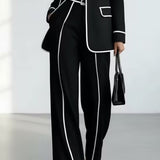 Clementina | Täydellinen Blazer ja Housut Kontrastiprofiililla, Musta