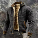Lukas™ | Lämmin vohvelikankainen bomber-takki hupulla